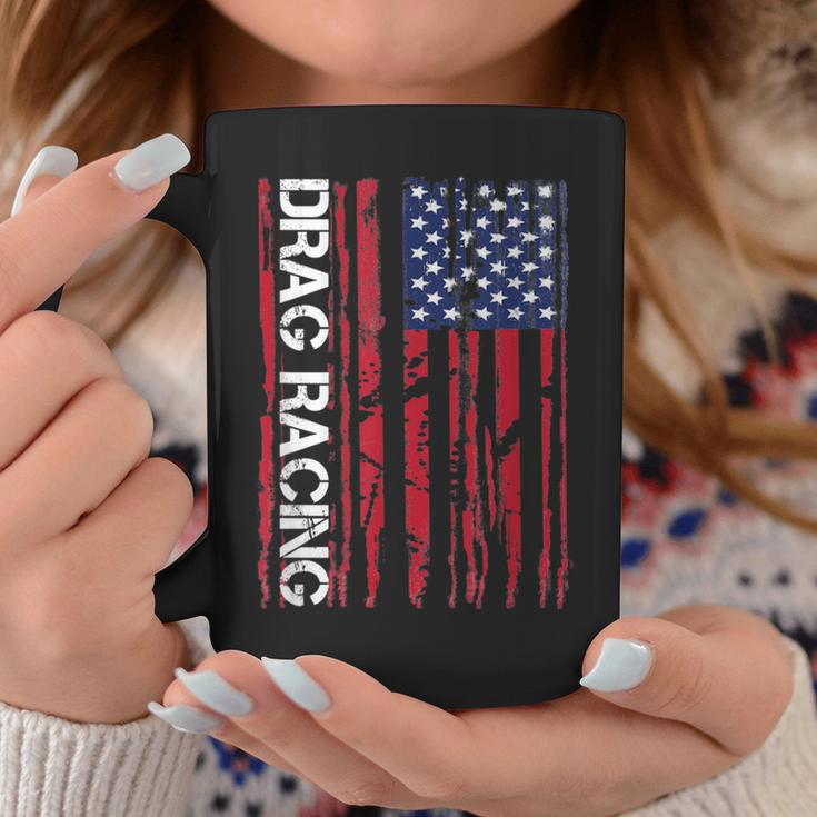 Drag Car Racing Patriotic American Flag Coffee Mug Unique Gifts