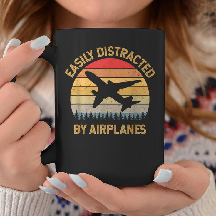 Easily Distracted By Airplanes Vintage Retro Coffee Mug Unique Gifts