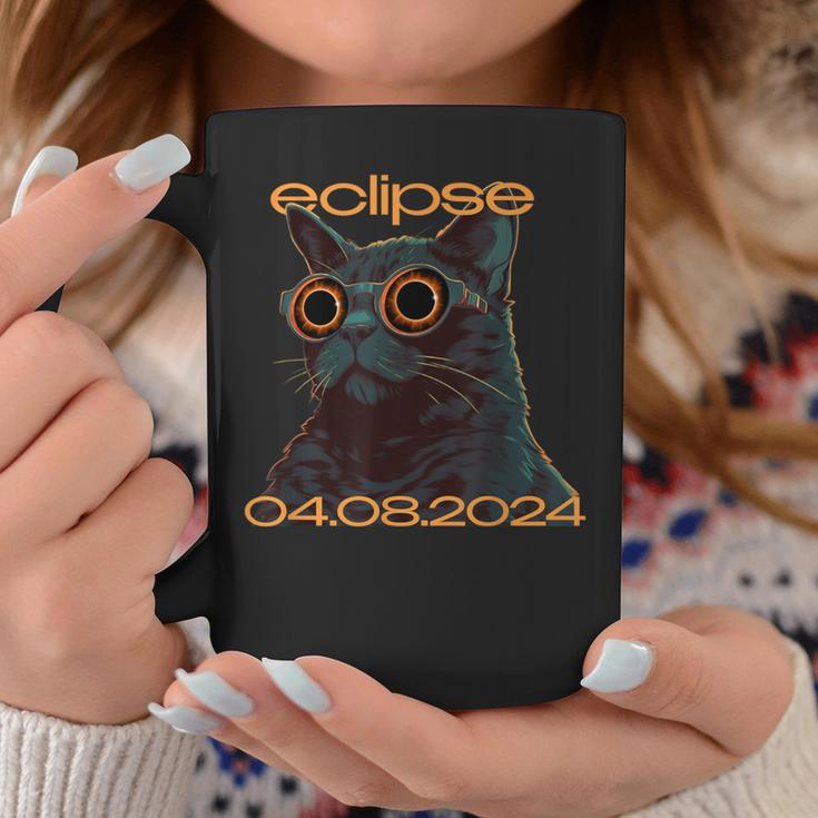 Eclipse Cat Graphic For April 2024 Eclipse Cat Lovers Coffee Mug Funny Gifts