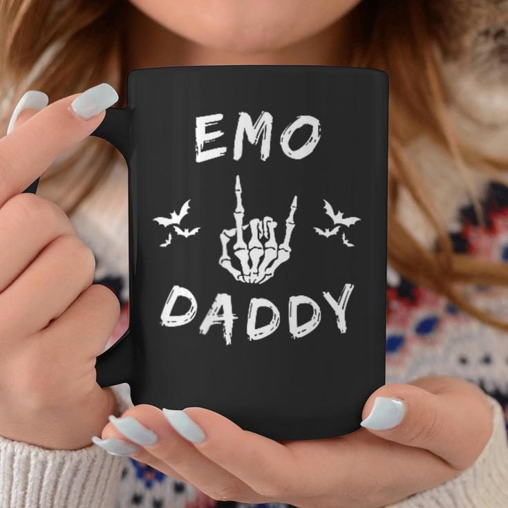 Emo Daddy Emo Dad Goth Skeleton Hand Rock On Father's Day Coffee Mug Unique Gifts