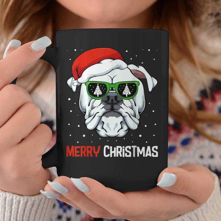 English Bulldog Merry Christmas Pajama Cute Dog Santa Hat Coffee Mug Funny Gifts