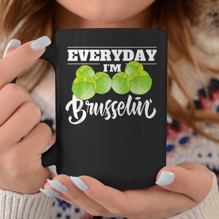Everyday I'm Brusselin Cute Food Pun Vegan Lover Coffee Mug Unique Gifts