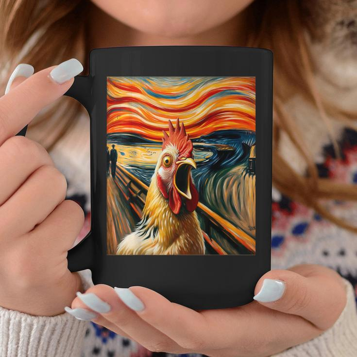 Expressionist Scream Chicken Lovers Artistic Chicken Coffee Mug Unique Gifts