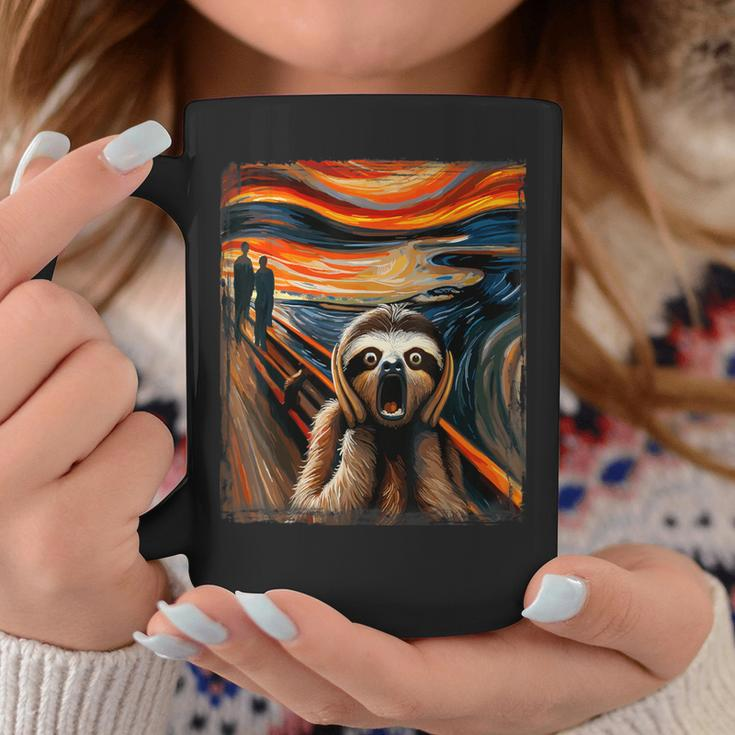 Expressionist Scream For Sloth Lovers Artistic Sloth Coffee Mug Funny Gifts