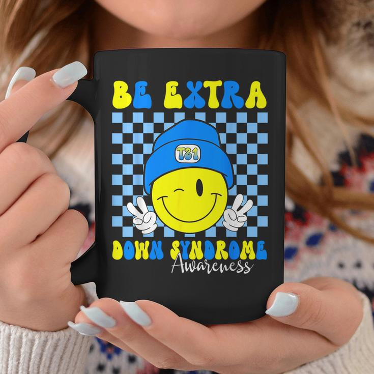 Be Extra Down Syndrome Awareness Yellow And Blue Smile Face Coffee Mug Unique Gifts