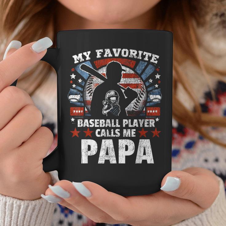 My Favorite Baseball Player Calls Me Papa Father's Day Men Coffee Mug Unique Gifts