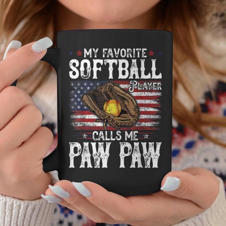 My Favorite Softball Player Calls Me Paw Paw American Flag Coffee Mug Unique Gifts