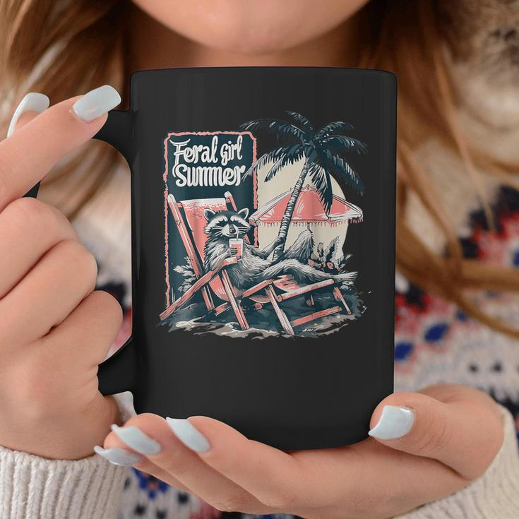 Feral Girl Summer Raccoon Beach Coffee Mug Unique Gifts