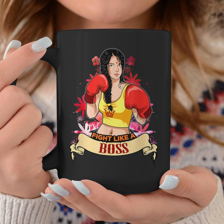 Fight Like A Boss Empowered Indian Women Boxing Fighter Coffee Mug Unique Gifts