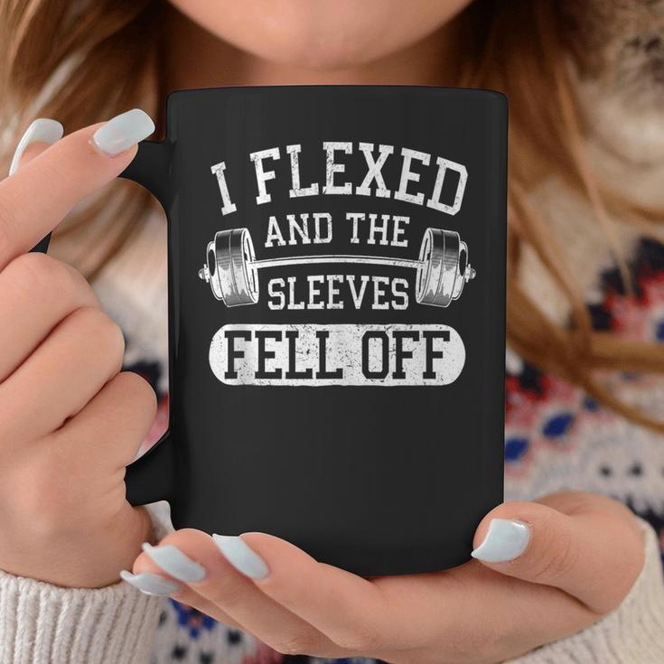 I Flexed And The Sleeves Fell Off Workout Gym Dumbbell Coffee Mug Unique Gifts