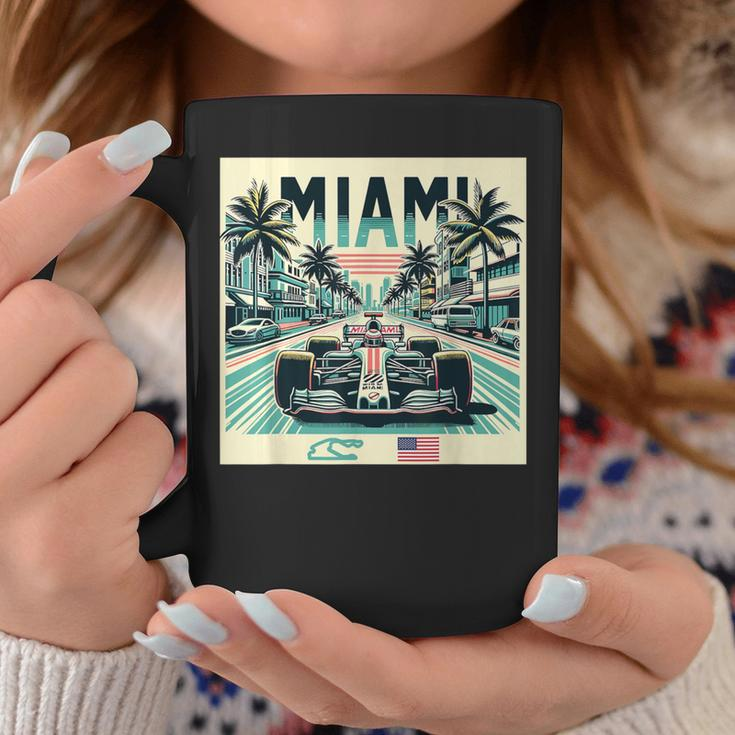 Formula Racing Open Wheel Car Retro Miami Circuit Usa Flag Coffee Mug Unique Gifts