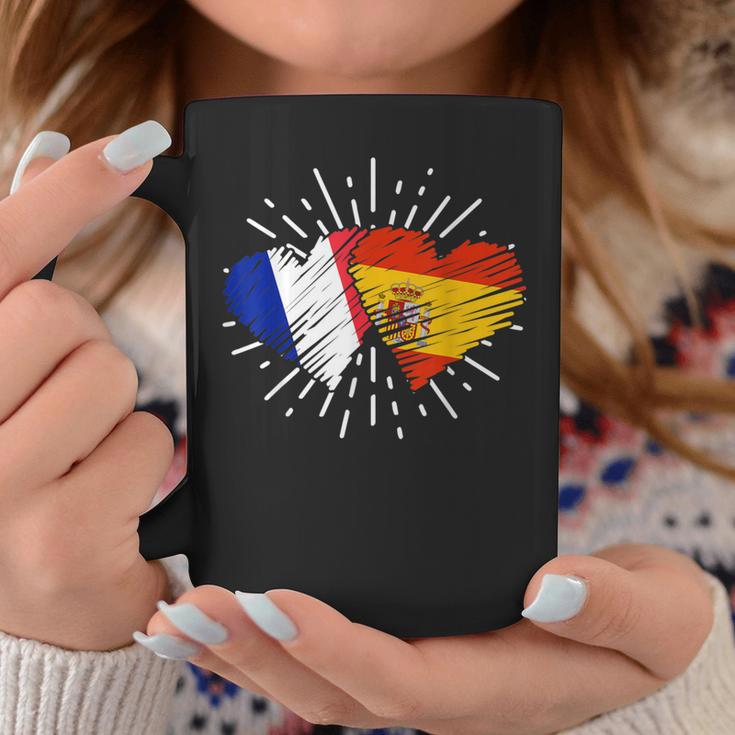 Francia España Amistad Corazon Francia Italiano Taza de café Regalos divertidos