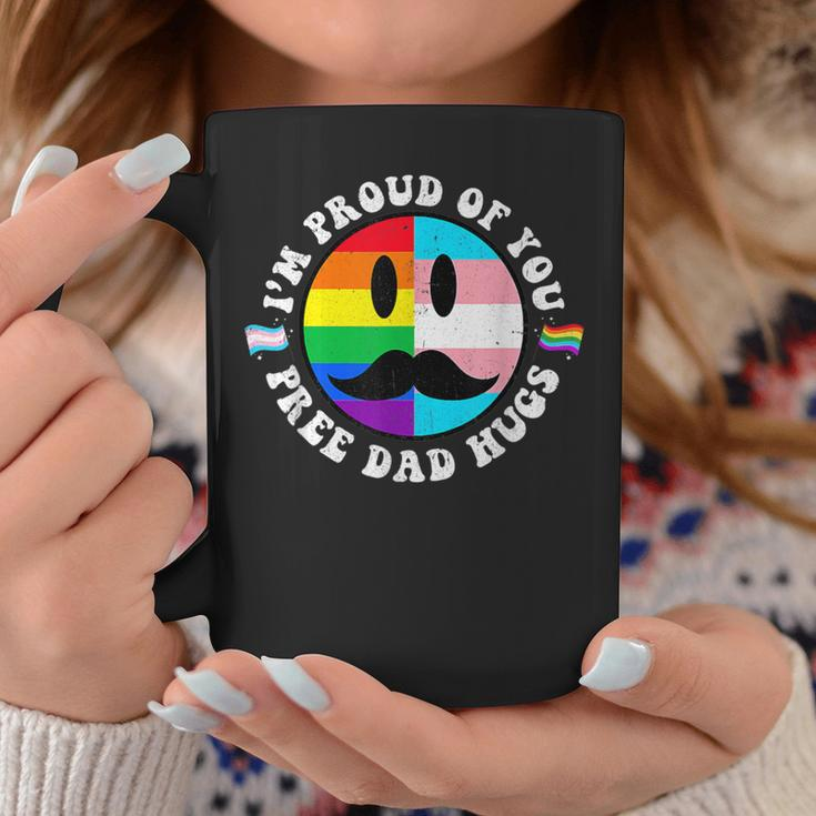 Free Dad Hugs Groovy Hippie Face Lgbt Rainbow TransgenderCoffee Mug Unique Gifts