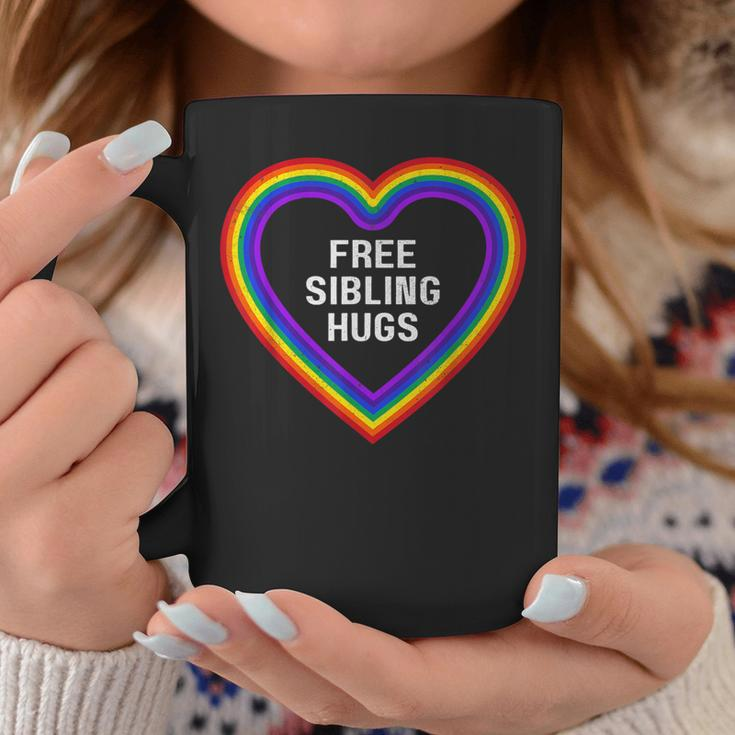 Free Sibling Hugs Heart Lgbt Gay Pride Month Brother Sister Coffee Mug Unique Gifts