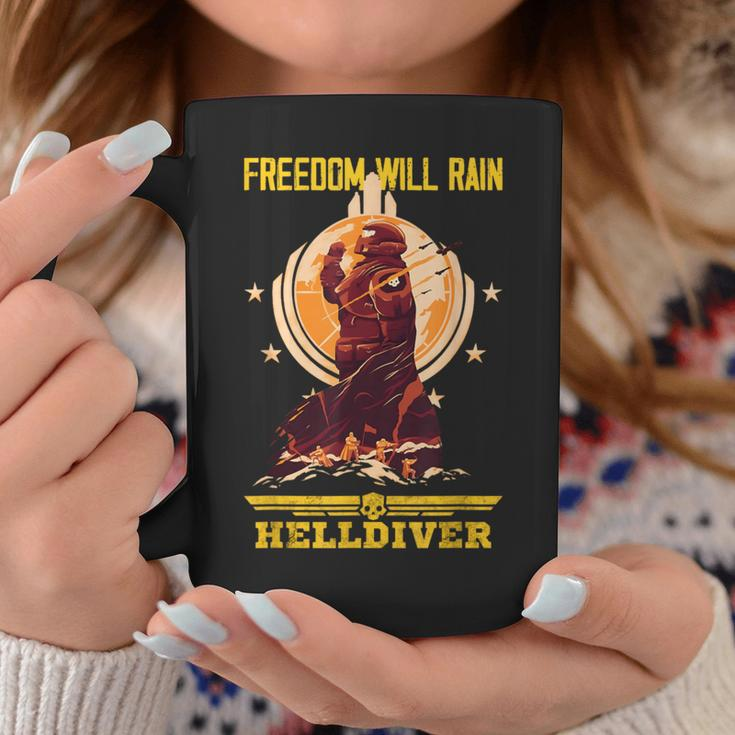 Freedoom Will Rain Game Platform Helldivers Hero For Men Coffee Mug Unique Gifts