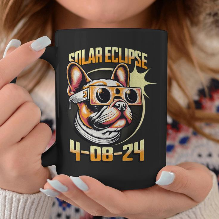 French Bulldog Wearing Solar Eclipse Glasses 2024 Coffee Mug Unique Gifts
