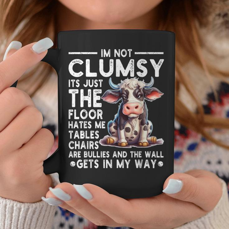 I'm Not Clumsy It's Floor Hates Me Tables Chairs Cow Coffee Mug Funny Gifts