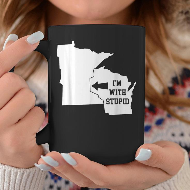I'm With Stupid Minnesota Arrow From Wisconsin Coffee Mug Unique Gifts