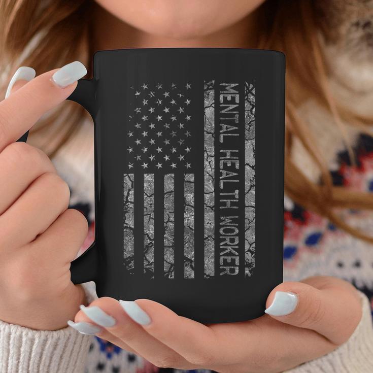 Job Title Worker American Flag Mental Health Worker Coffee Mug Unique Gifts