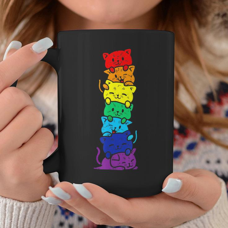 Lgbt Cat Stack Rainbow Gay Pride For Cat Lover Coffee Mug Funny Gifts