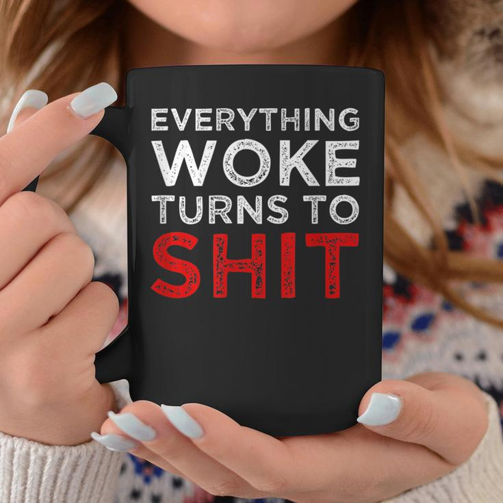 Quote Saying Everything Woke Turns To Shit Political Coffee Mug Unique Gifts