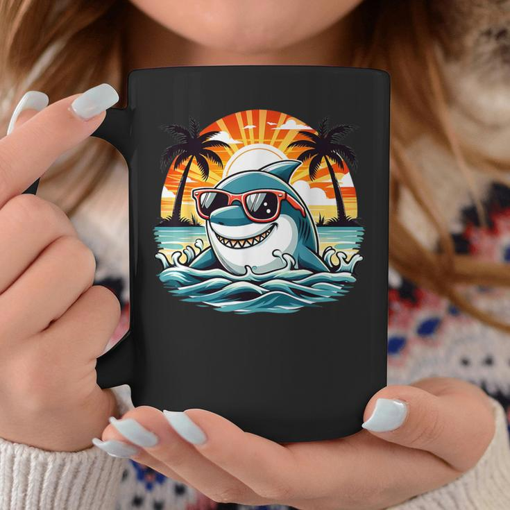 Retro Shark In Sunglasses 70S 80S 90S Cool Ocean Shark Coffee Mug Funny Gifts