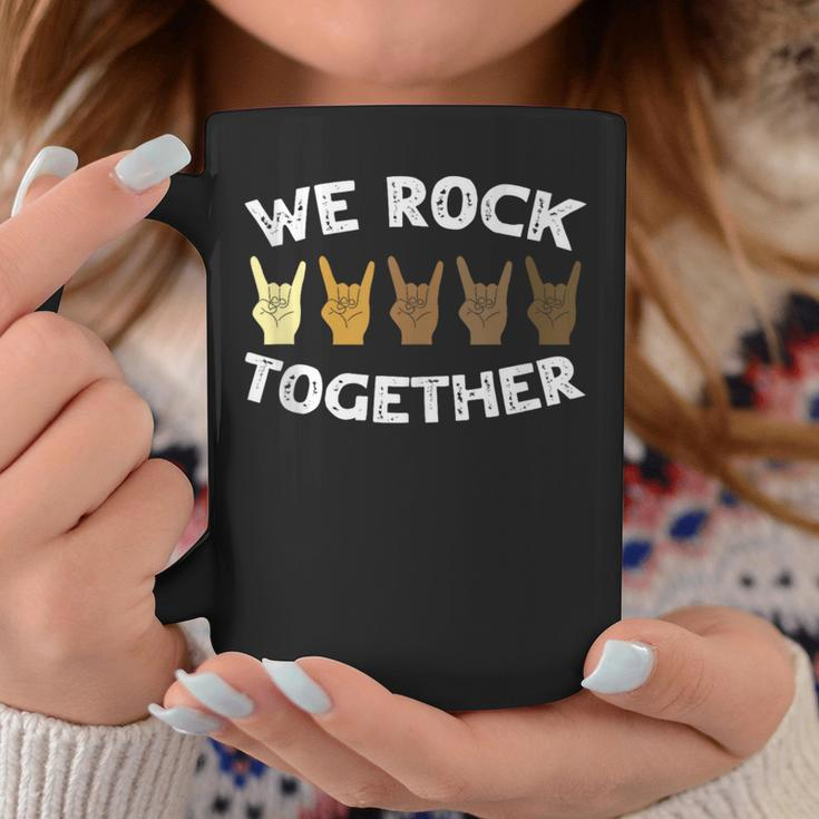 We Rock Together Rocker Skeleton Hand Coffee Mug Unique Gifts
