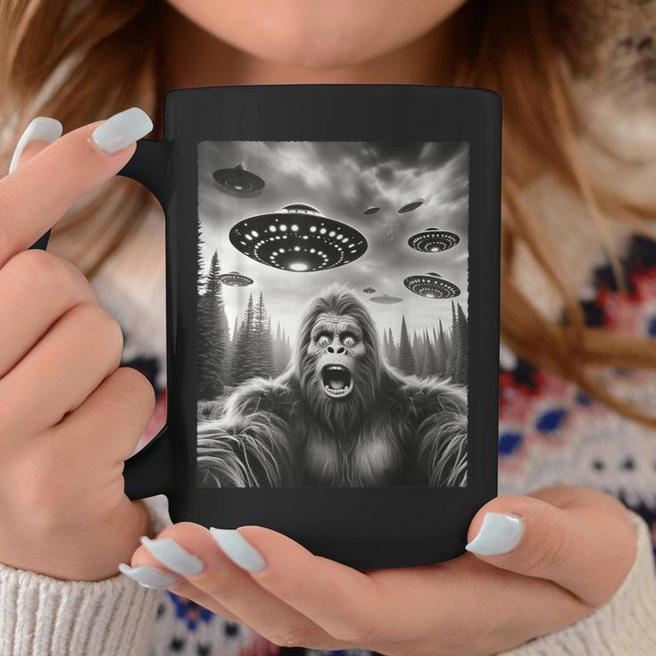 Space Meme Bigfoot Selfie With Ufos Sasquatch Alien Coffee Mug Funny Gifts