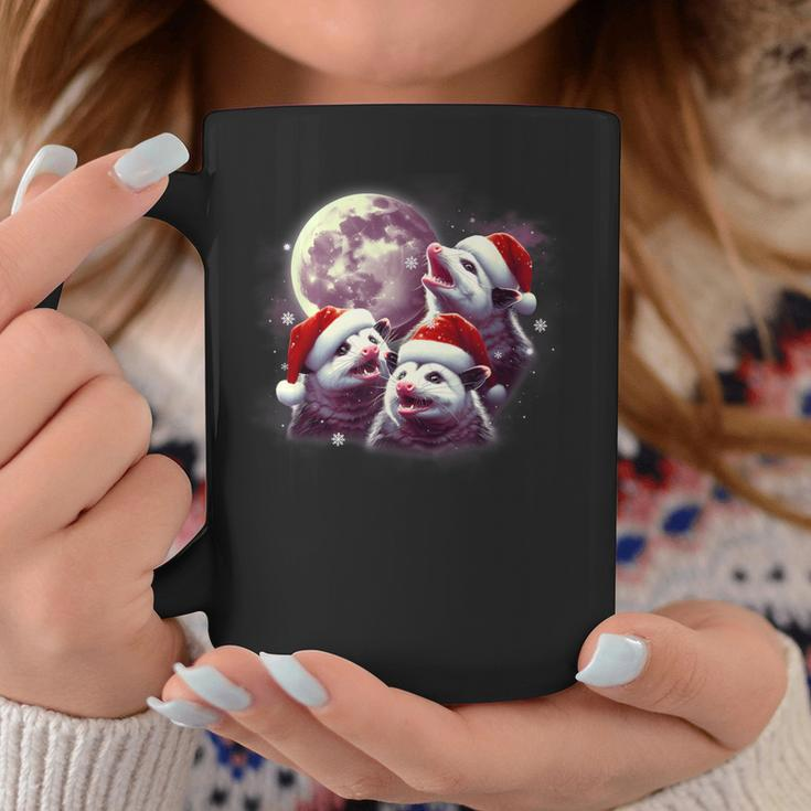 Three Opossum Moon Santa Hat Christmas Possum Coffee Mug Unique Gifts