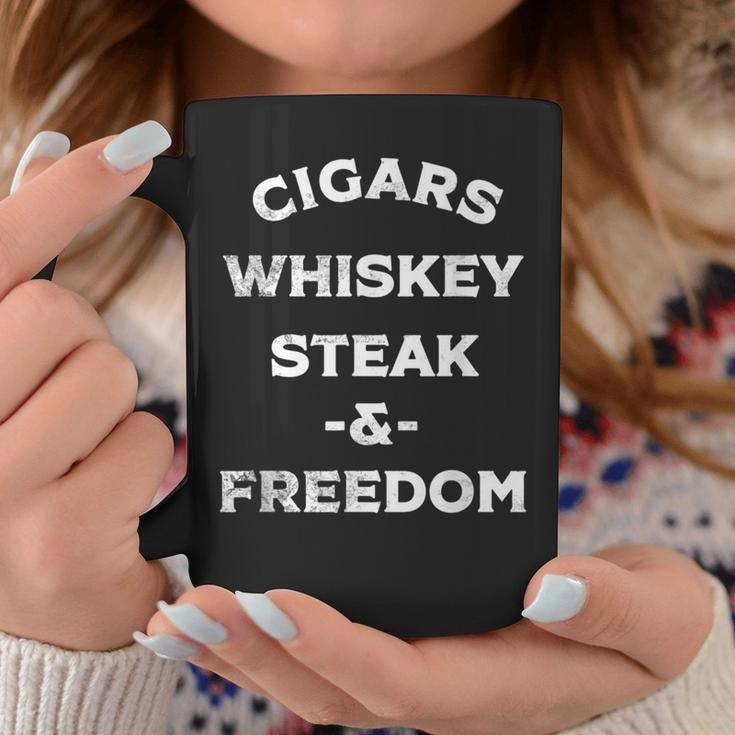 Whiskey Cigars Whiskey Steak & Freedom Coffee Mug Unique Gifts