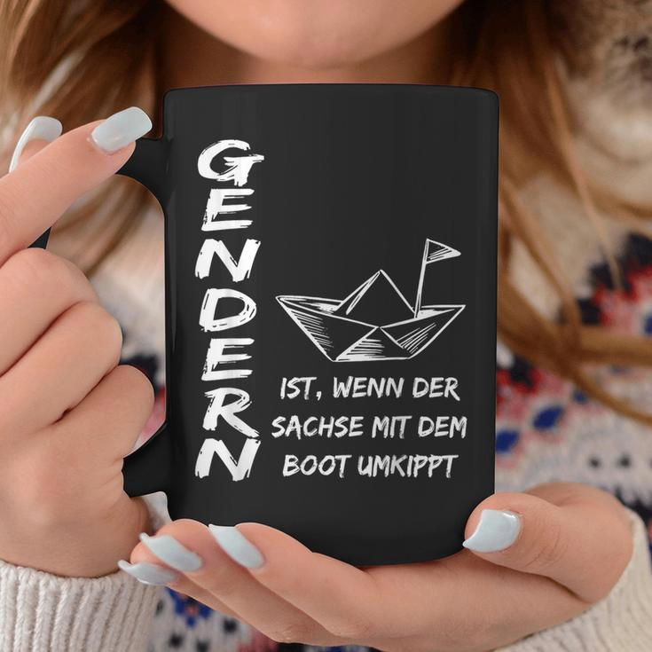 Gendern Ist Wenn Der Sachs Mit Dem Boot Herren Schwarz Tassen Lustige Geschenke