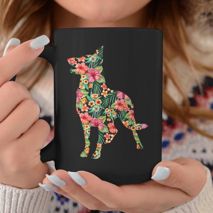 German Shepherd Flower Dog Silhouette Floral Coffee Mug Unique Gifts