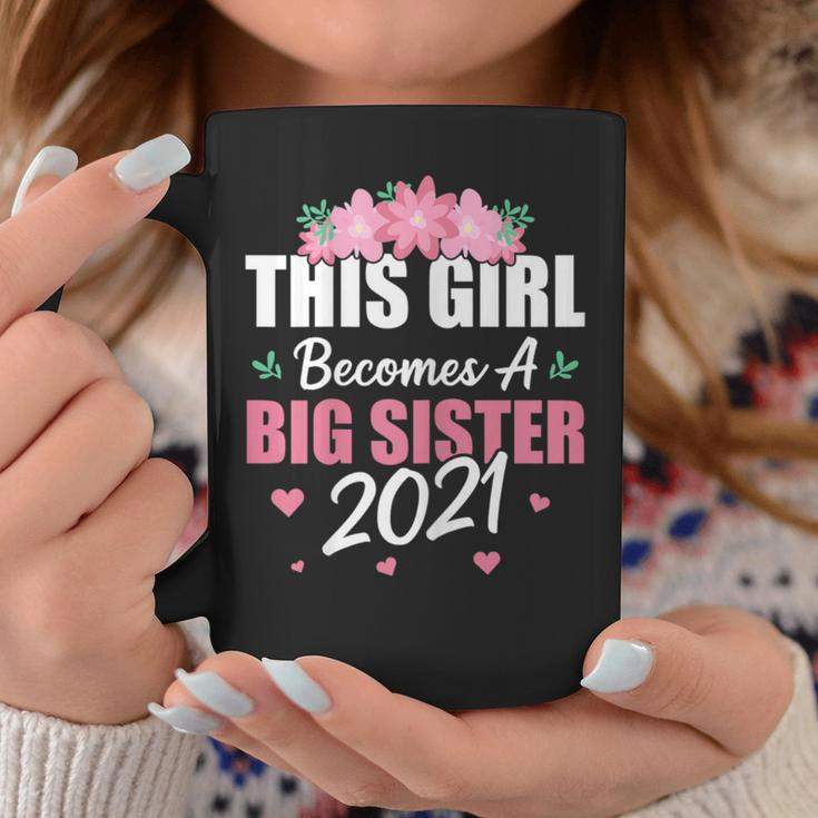 This Girl Becomes A Big Sister 2021 Cute Flowers Hearts Coffee Mug Unique Gifts
