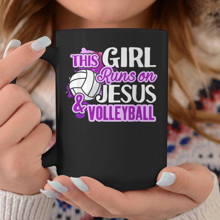 This Girl Runs On Jesus And Volleyball Christian Squad Coffee Mug Unique Gifts