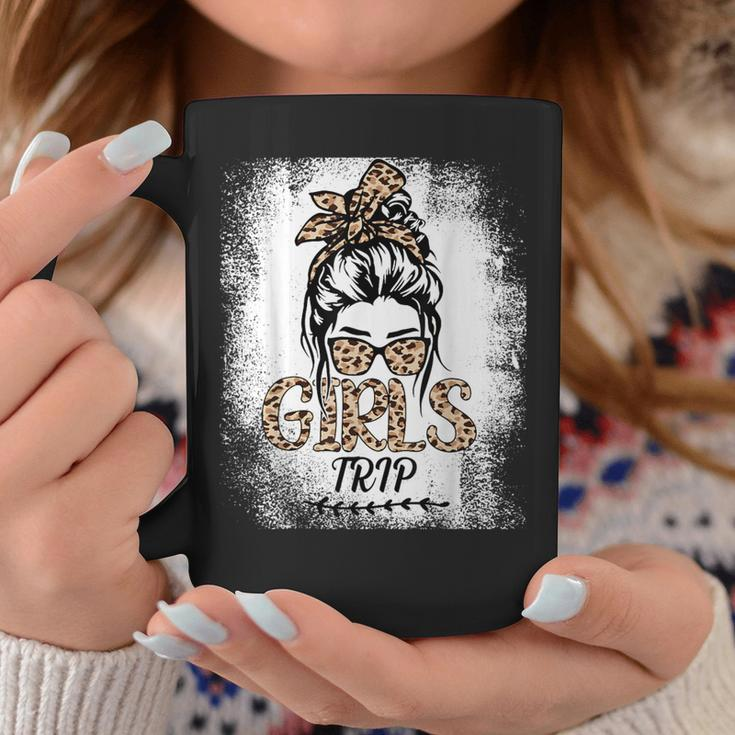 Girls Trip 2024 Messy Bun Leopard Best Friend Matching Girl Coffee Mug Personalized Gifts