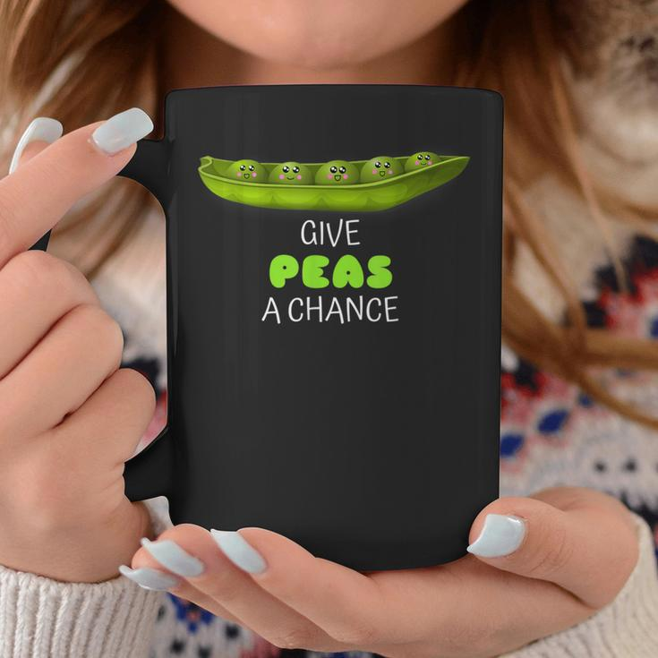 Give Peas A Chance Cute Pea Pun Coffee Mug Unique Gifts
