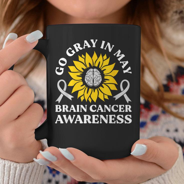 Go Gray In May Brain Cancer Awareness Sunflower Coffee Mug Funny Gifts