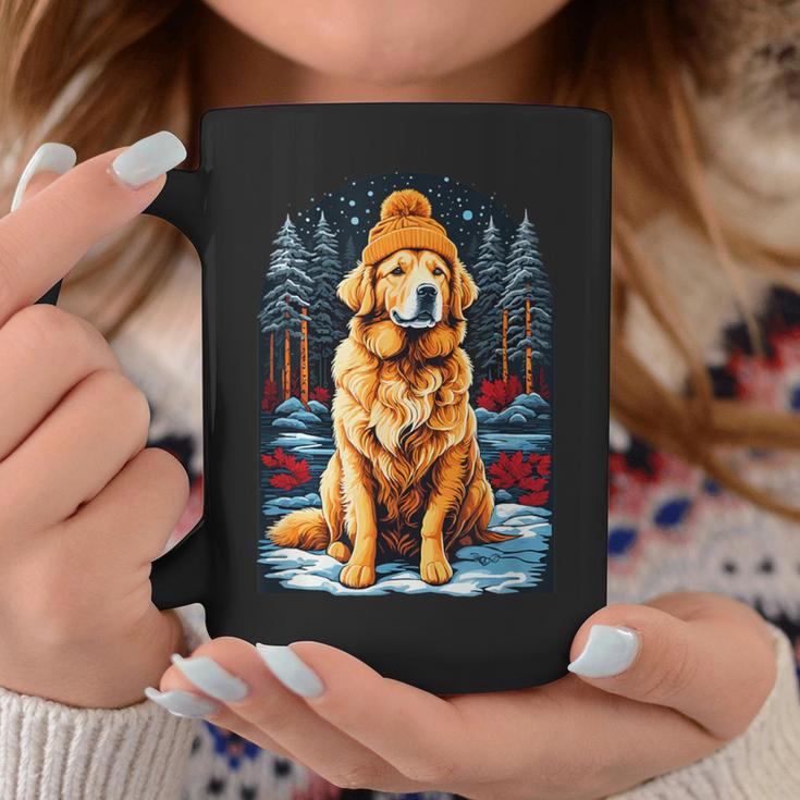 Golden Retriever In Winter Hat Happy Golden Retriever Tassen Lustige Geschenke