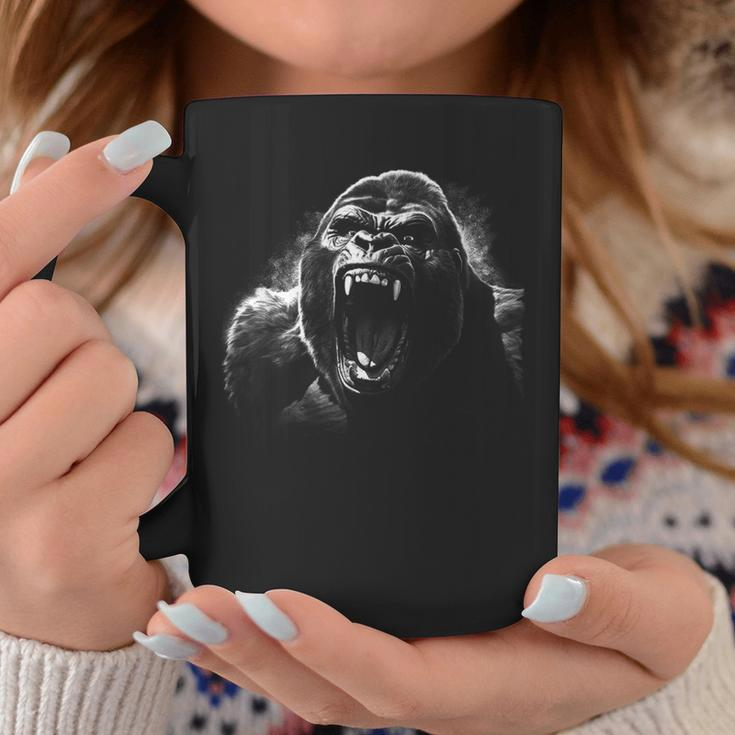 Gorilla Face Angry Growling Scary Silverback Gorilla Coffee Mug Unique Gifts