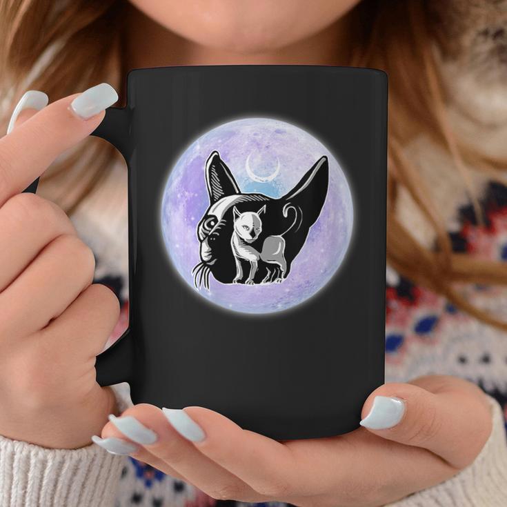 Gothic Cats Full Moon Aesthetic Vaporwave Coffee Mug Unique Gifts