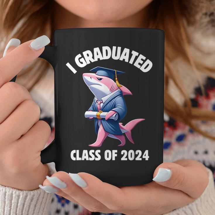 I Graduated Graduate Class Of 2024 Shark Graduation Coffee Mug Funny Gifts
