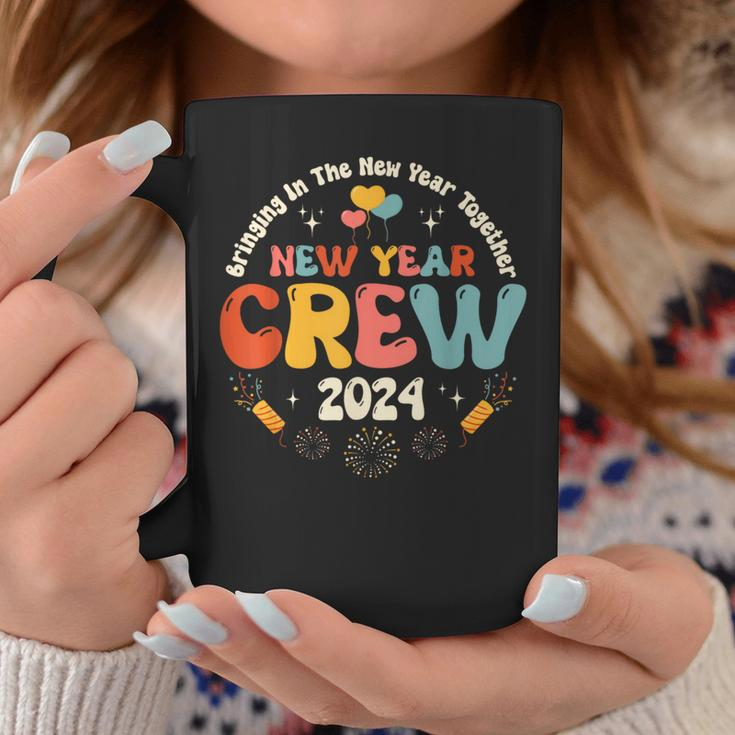 Groovy 2024 New Year's Crew Family Couple Friends Matching Coffee Mug Personalized Gifts
