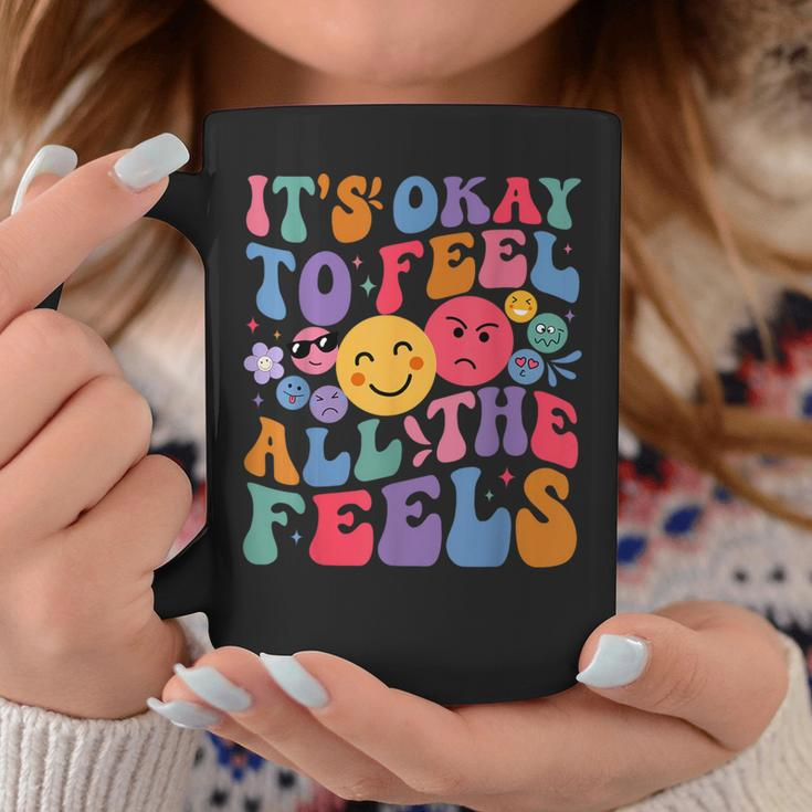 Groovy It's Ok To Feel All The Feels Emotions Mental Health Coffee Mug Unique Gifts