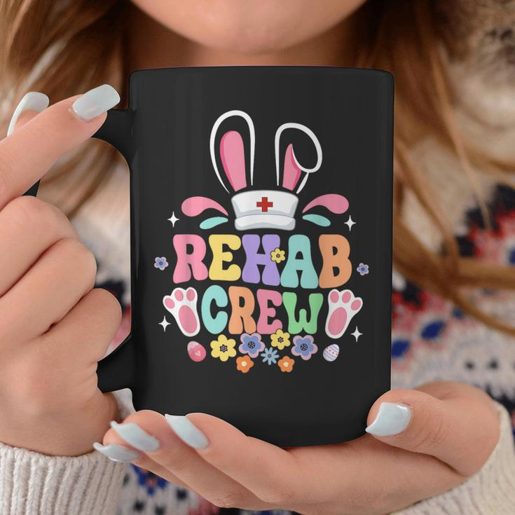 Groovy Rehab Crew Rehab Nurse Bunny Ear Flower Easter Coffee Mug Unique Gifts