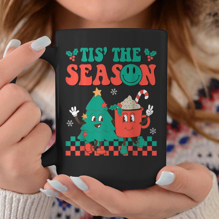 Groovy Tis The Season Christmas Hippie Hot Cocoa Pine Tree Coffee Mug Unique Gifts