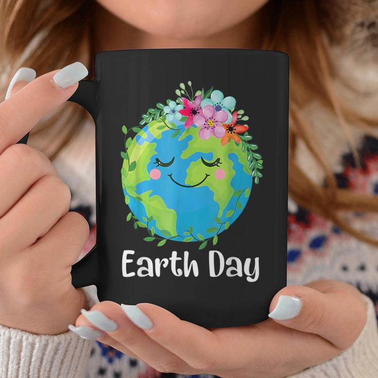 Happy Earth Day Cute Earth With Floral Earth Day 2024 Coffee Mug Funny Gifts
