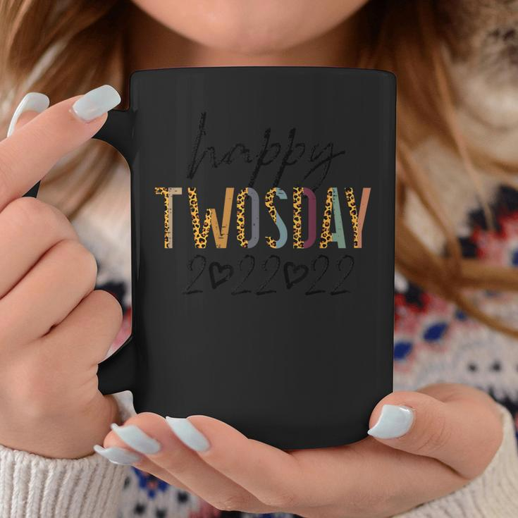 Happy Twosday 2-22-22 Leopard Twos Day 2022 Teacher Women Coffee Mug Unique Gifts