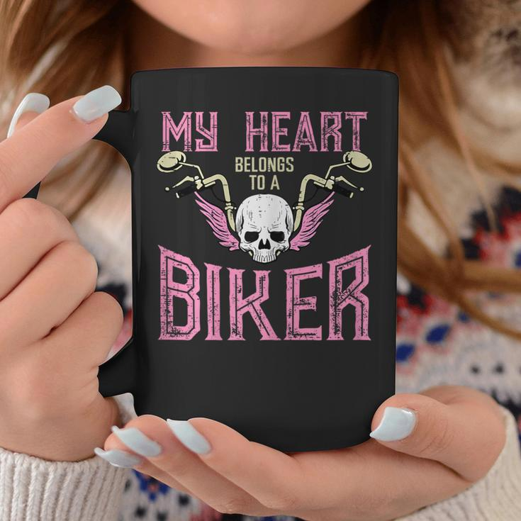 My Heart Belongs To A Biker Motorcycle Motorbike Girls Coffee Mug Funny Gifts
