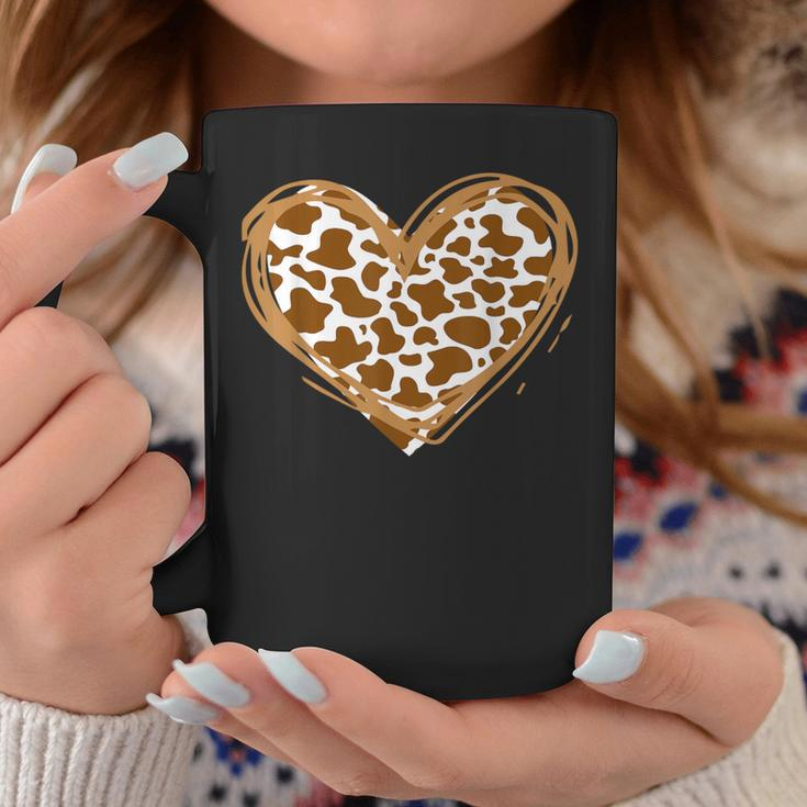 Heart Brown Cow Pattern For Cow Lover Coffee Mug Unique Gifts