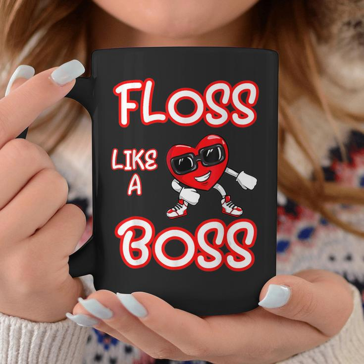 Heart Floss Like A Boss Valentines Day Boys Kids Flossing Coffee Mug Unique Gifts